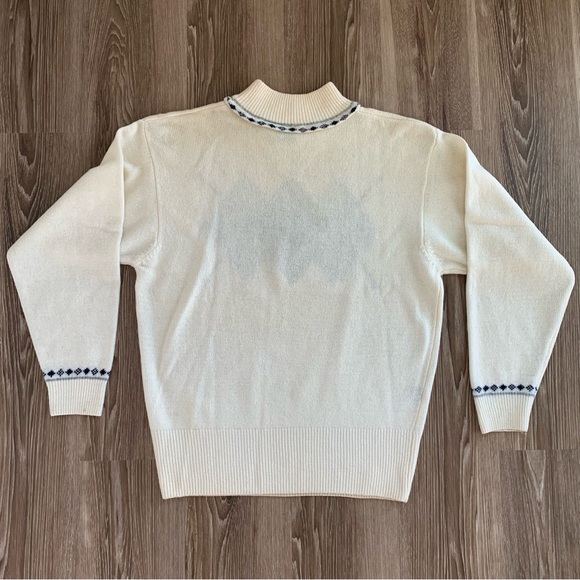 Vintage Liz Claiborne Argyle Cream Lambs Wool Sweater Size Large - Picture 5 of 12
